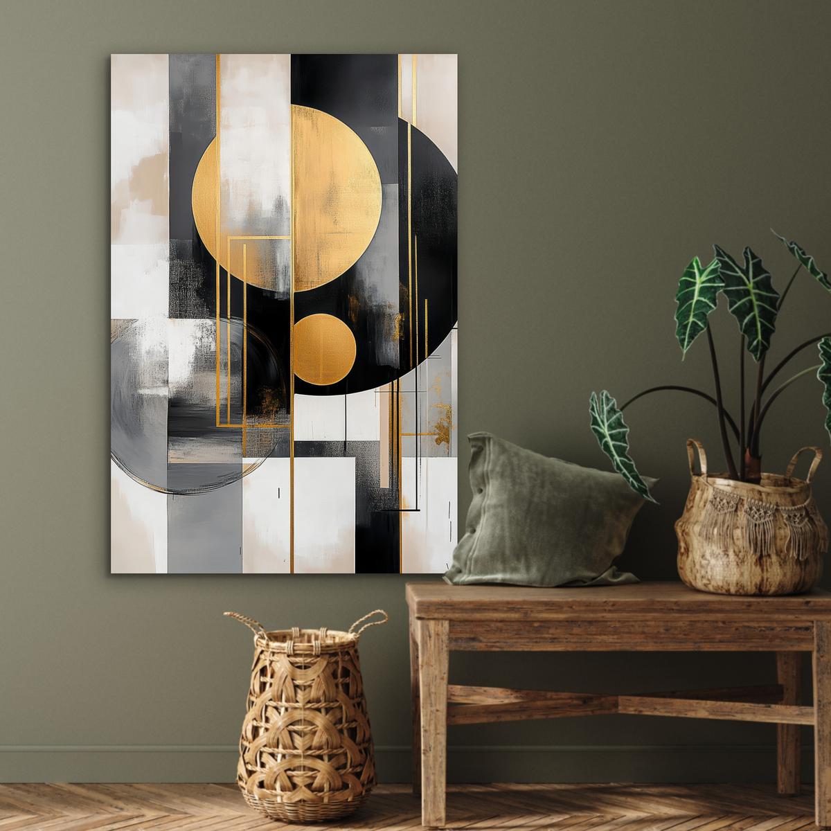 METALLBILD Abstrakt - Gold - Silber - Formen - Ästhetisch - Modern 80x120 cm - Goldfarben, Metall (80/120cm) - MuchoWow