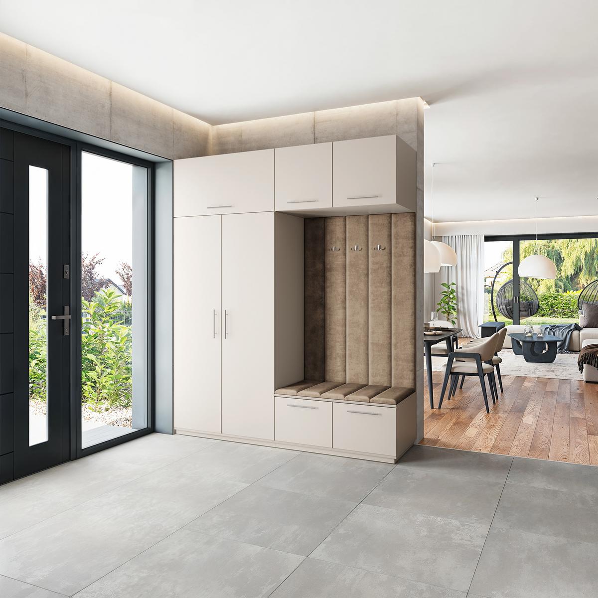 GARDEROBENSCHRANK REMA 200/240/60 cm Modern Garderobe-Set Kaschmir - Kaschmir/Mokka, Holzwerkstoff (200/240/60cm) - MASSENO