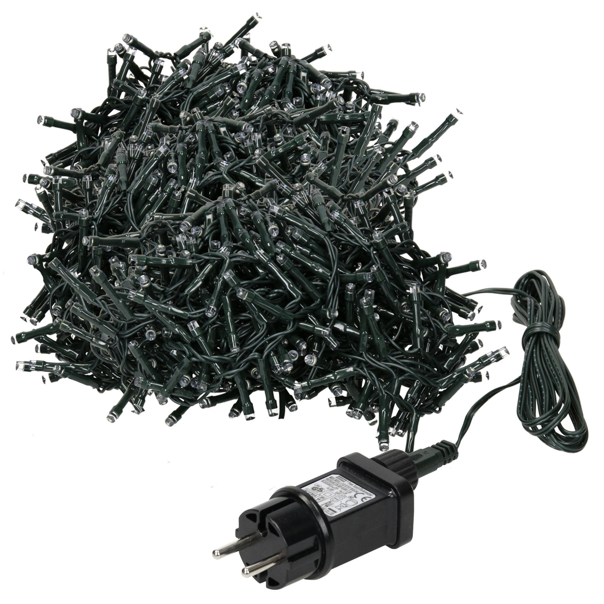 LED CLUSTER LICHTERKETTE 14m 700LED Extra-Warmweiß 8 Modi Innen/Außen - Grün, Kunststoff (1700cm) - ECD-Germany