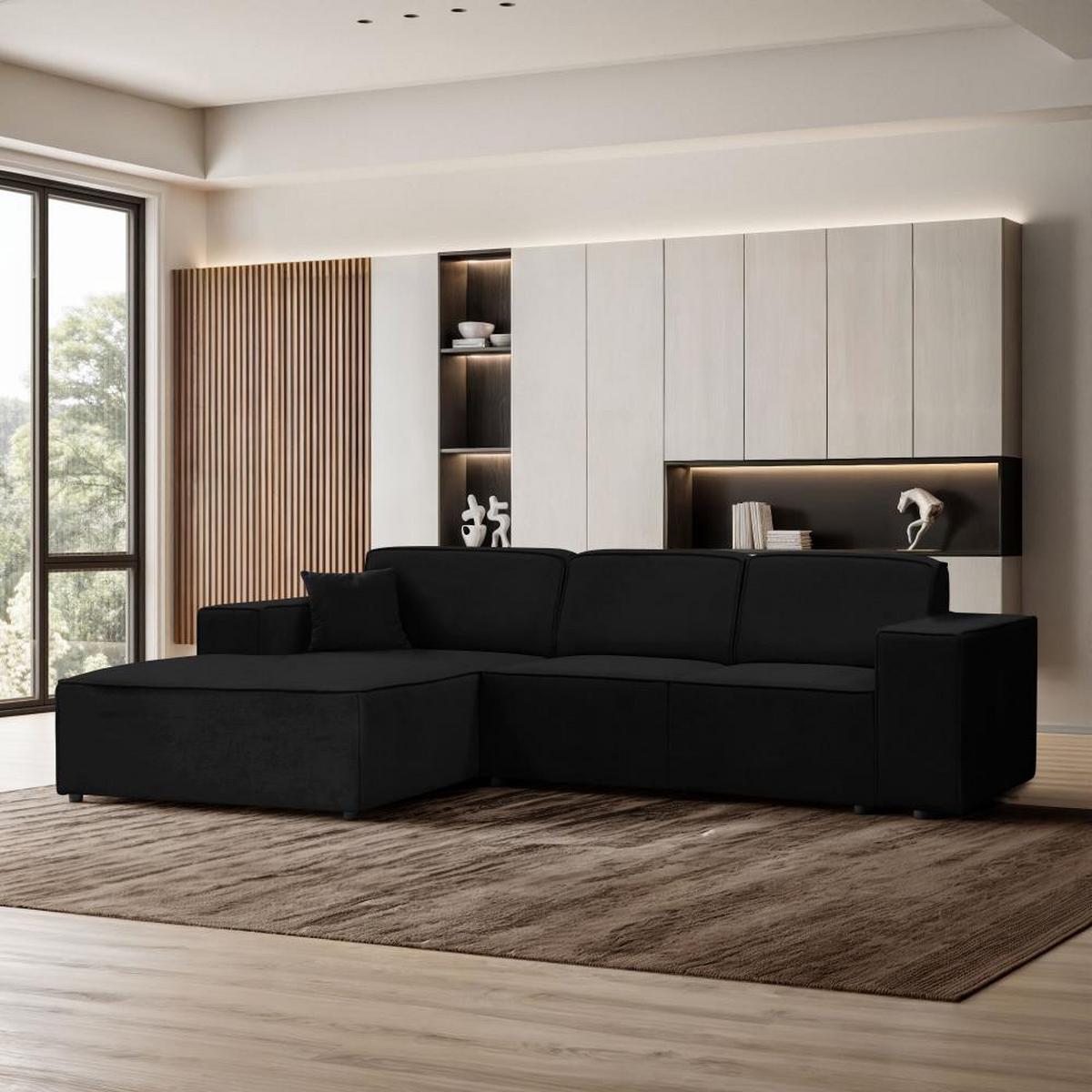 ECKSOFA ohne Schlaffunktion Pedro L schwarz links - Schwarz, Kunststoff/Textil (267/170cm) - Beautysofa