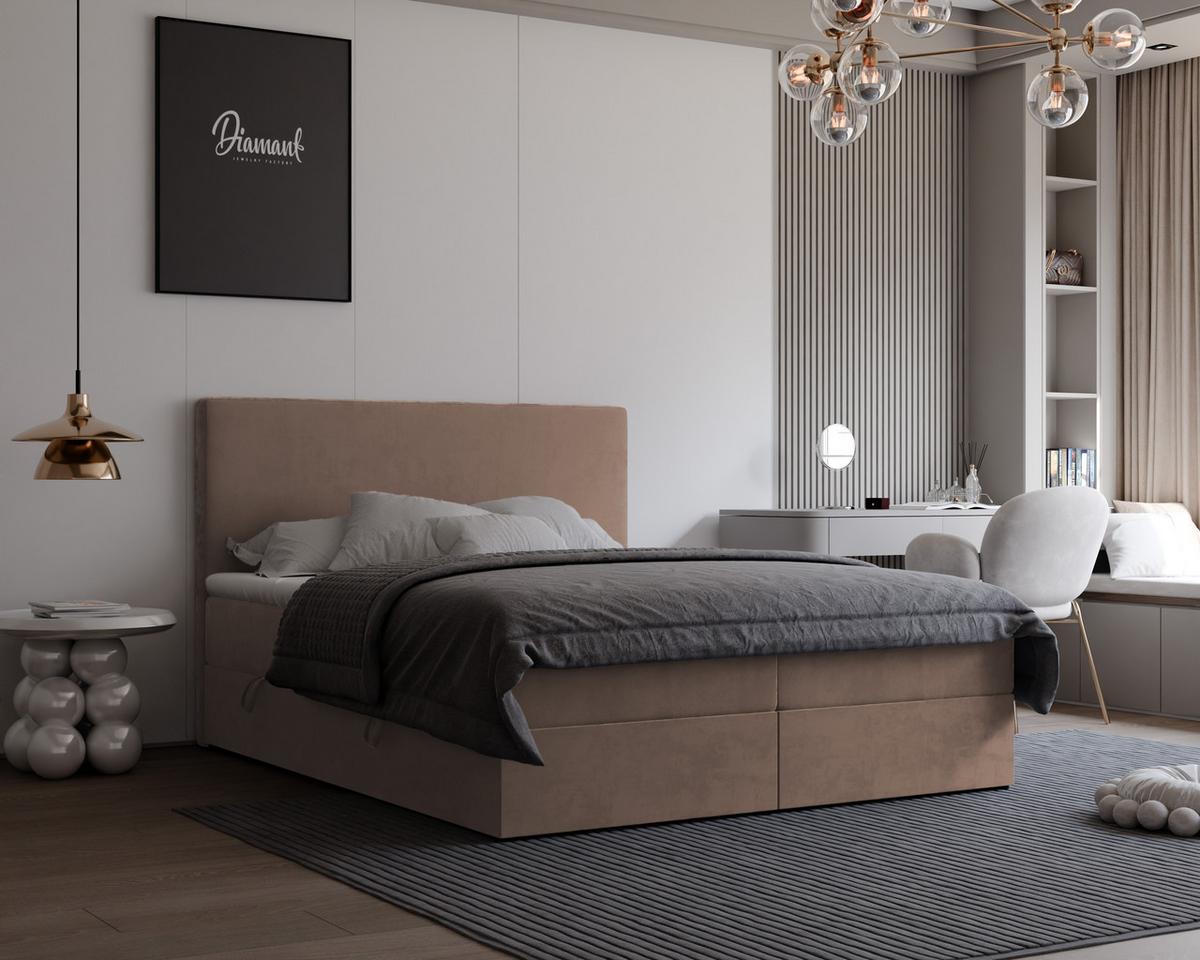 BOXBETT GIULIA 140/200 cm mit Matratze und Topper, Hellbraun - Hellbraun, Textil (140/200cm) - Idohome
