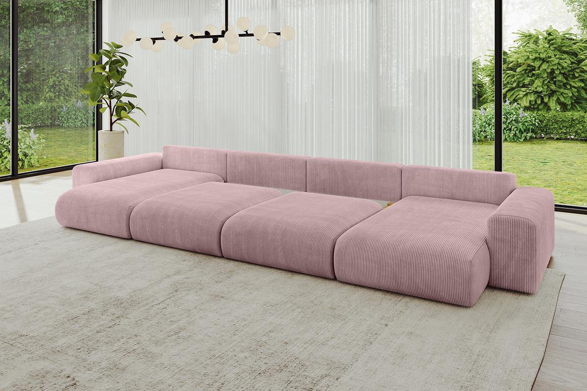 WOHNLANDSCHAFT mit Schlaffunktion ESKAR-U2-464x176x72cm Rosa - Rosa, Holzwerkstoff/Kunststoff (176/72/464cm) - ALTDECOR
