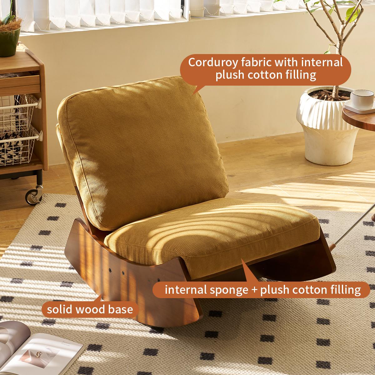SCHAUKELSTUHL Massivholz Cord-Stoff Ergonomisch Relaxsessel - Orange, Textil (90/71.9/61.5cm) - Urban Meuble