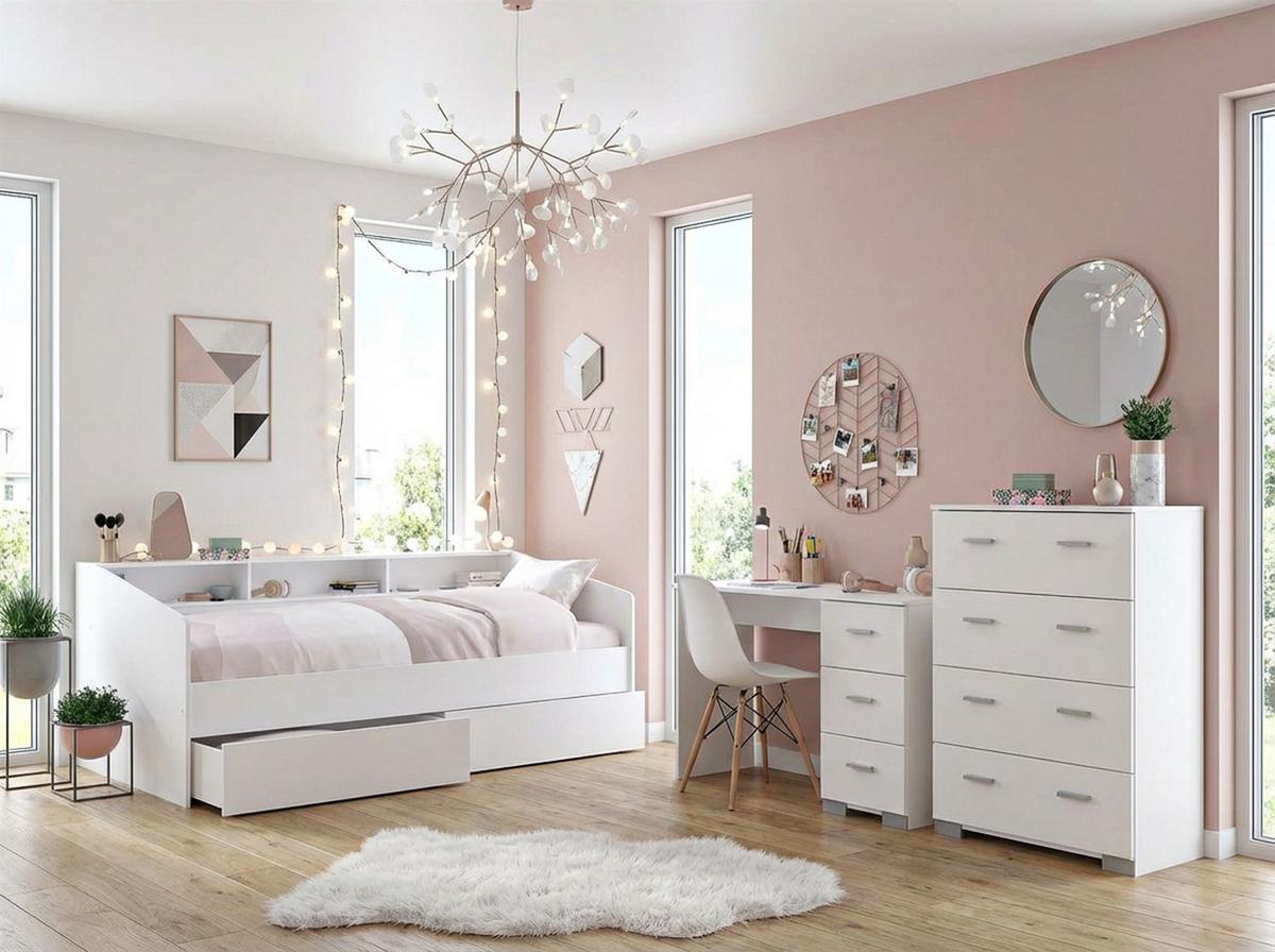 KINDERZIMMER SET Parisot Sleep 4-tlg. Holzdekor Weiß/Eiche - Eichefarben/Weiß, Kunststoff (100/1/200cm) - 58aufmkessel