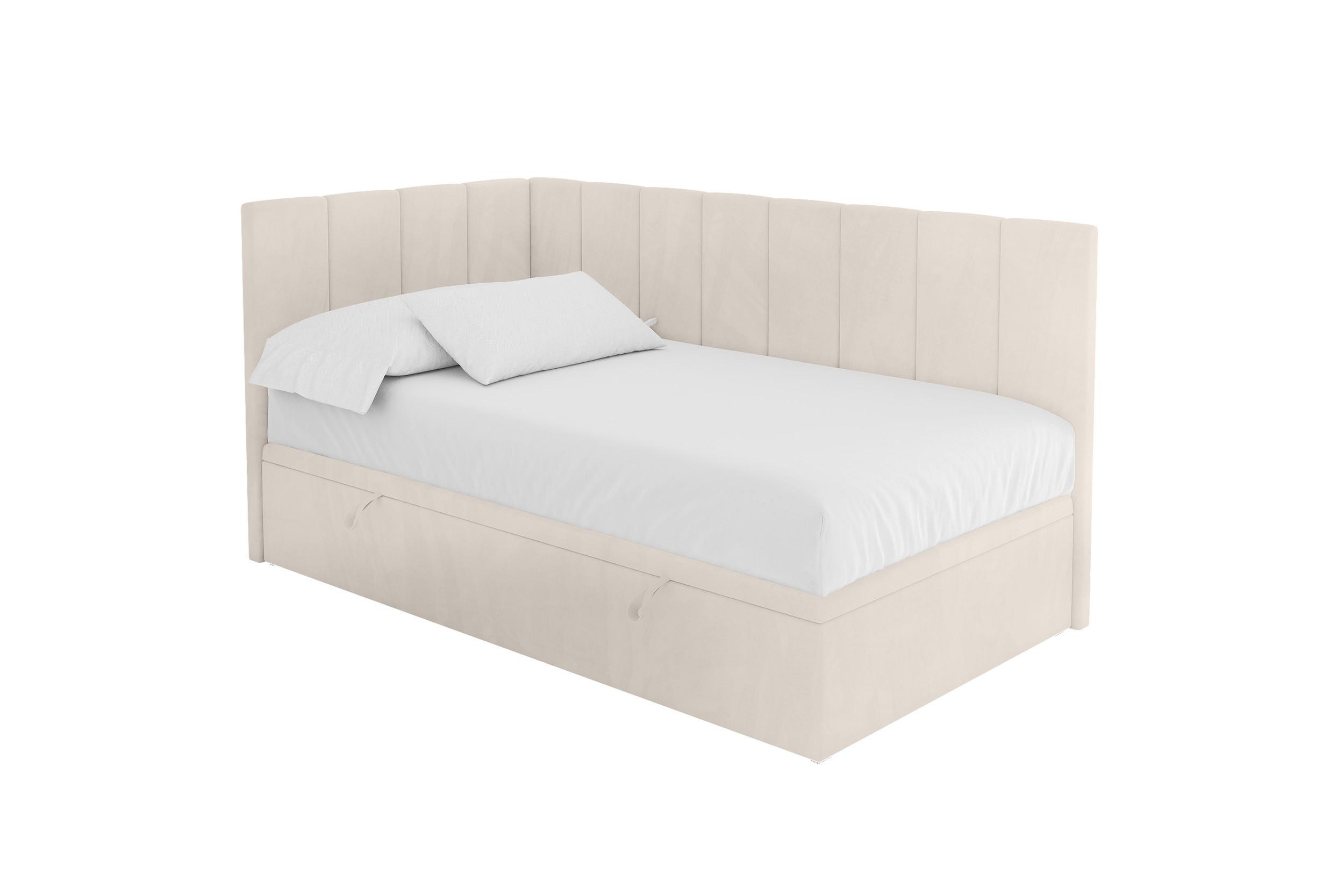 EINZELBETT Jugendbett mit Bettkasten Rechts, mit Matratze - LOVY 100x200 Beige - Beige, Holzwerkstoff/Textil (100/200cm) - ALTDECOR