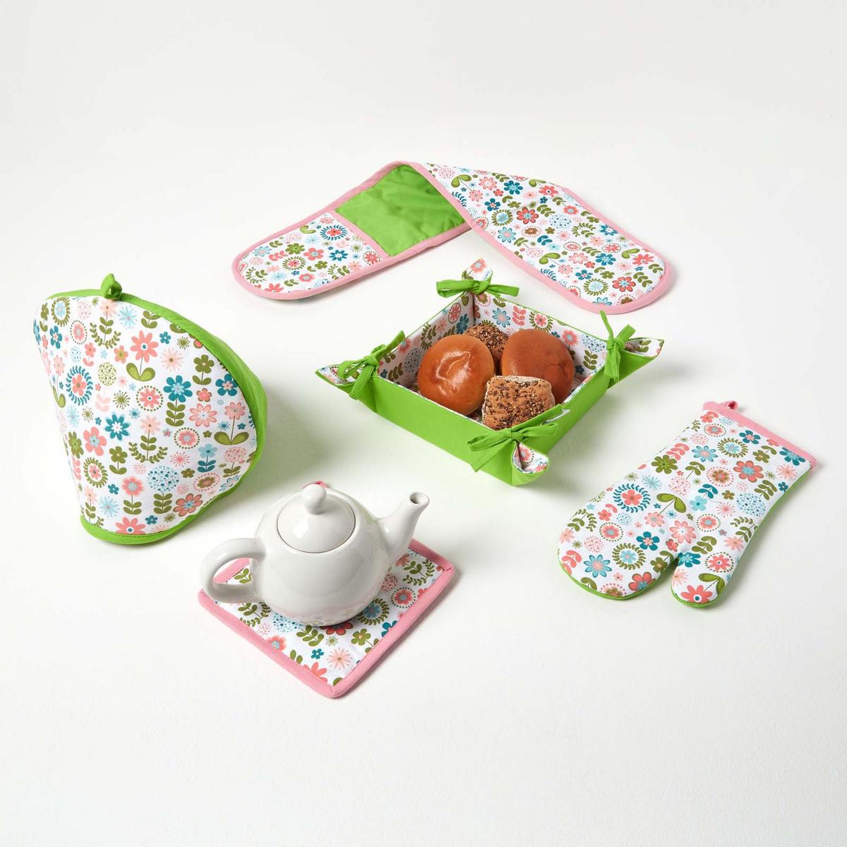 BROTKORB Retro-Blumen – faltbar mit Wende-Design - Limette, Textil (22/7/22cm) - Homescapes