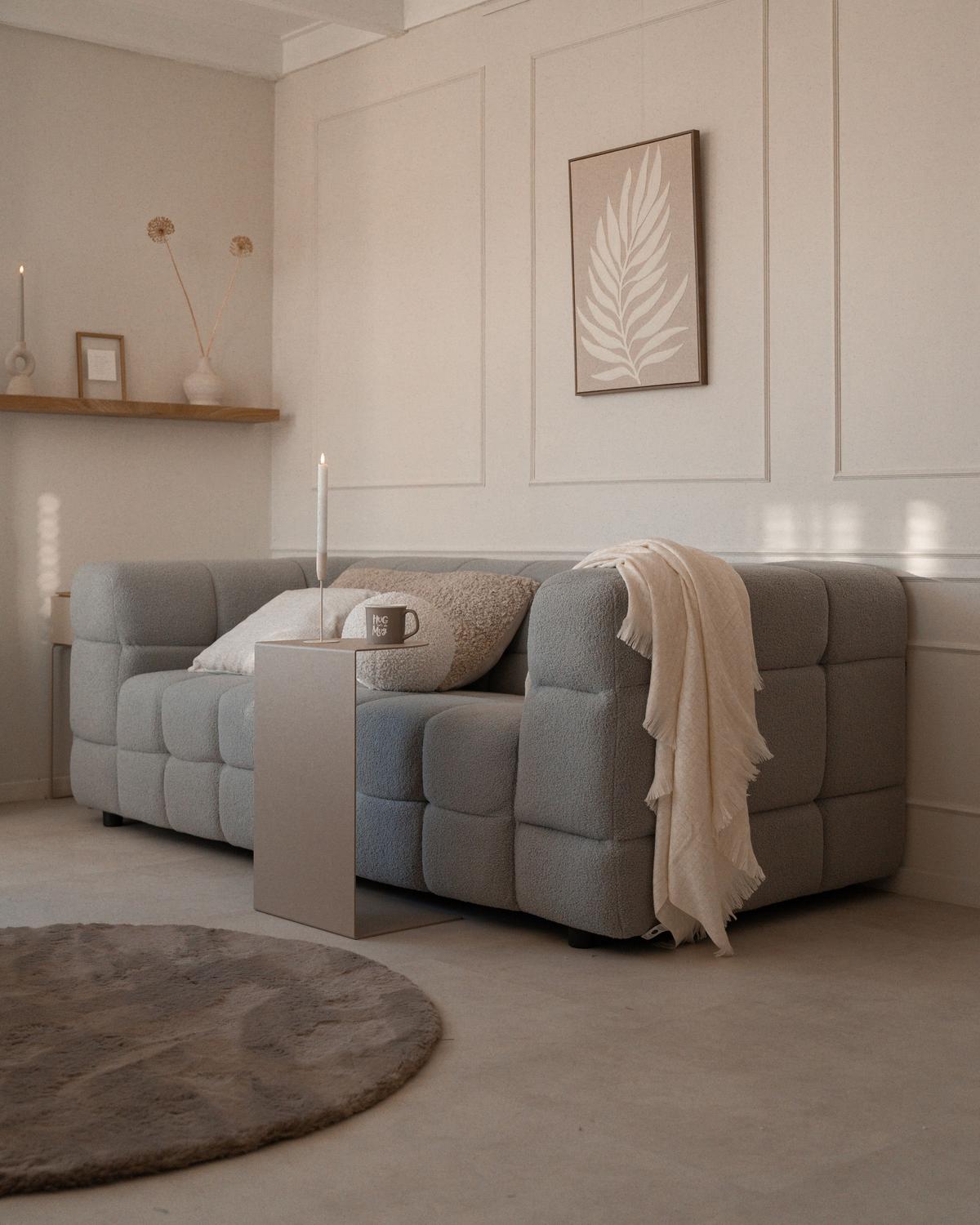 3-SITZER-SOFA Bouclé grau Mullola - Grau, Textil (227/77/103cm) - Beliani