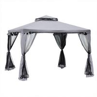 GARTENPAVILLON Metall+Polyester Hellgrau - Hellgrau, Textil (294/265/294cm) - Outsunny