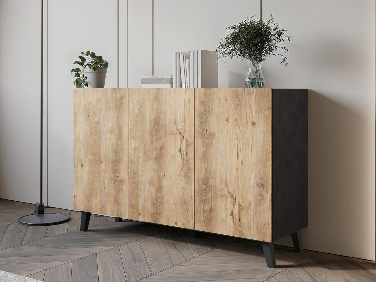 KOMMODE Phuket 120 - Schwarz/Braun, Holzwerkstoff/Kunststoff (120/76/39cm) - MIRJAN24