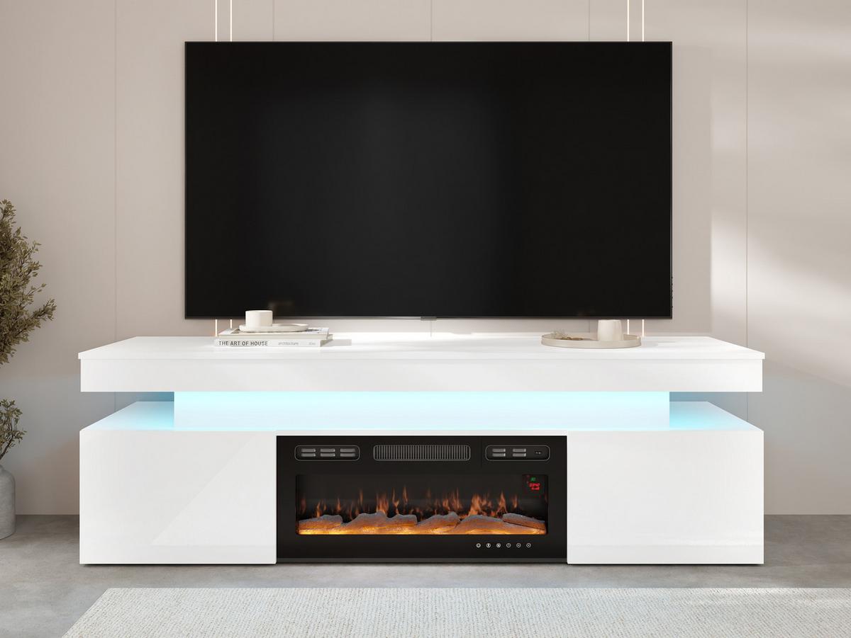 TV-LOWBOARD EF 2D Glossa mit Kamin - Weiß, Holzwerkstoff/Kunststoff (190/59/41cm) - MIRJAN24
