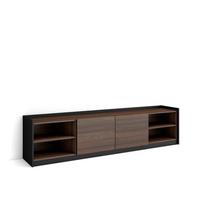 LOWBOARD, 207x37x50 cm, Für TV-Geräte bis zu 80", Fernsehtisch, Dunkler Eiche und Schwarz - Dunkelbraun, Holzwerkstoff (207/50/37cm) - Skraut Home