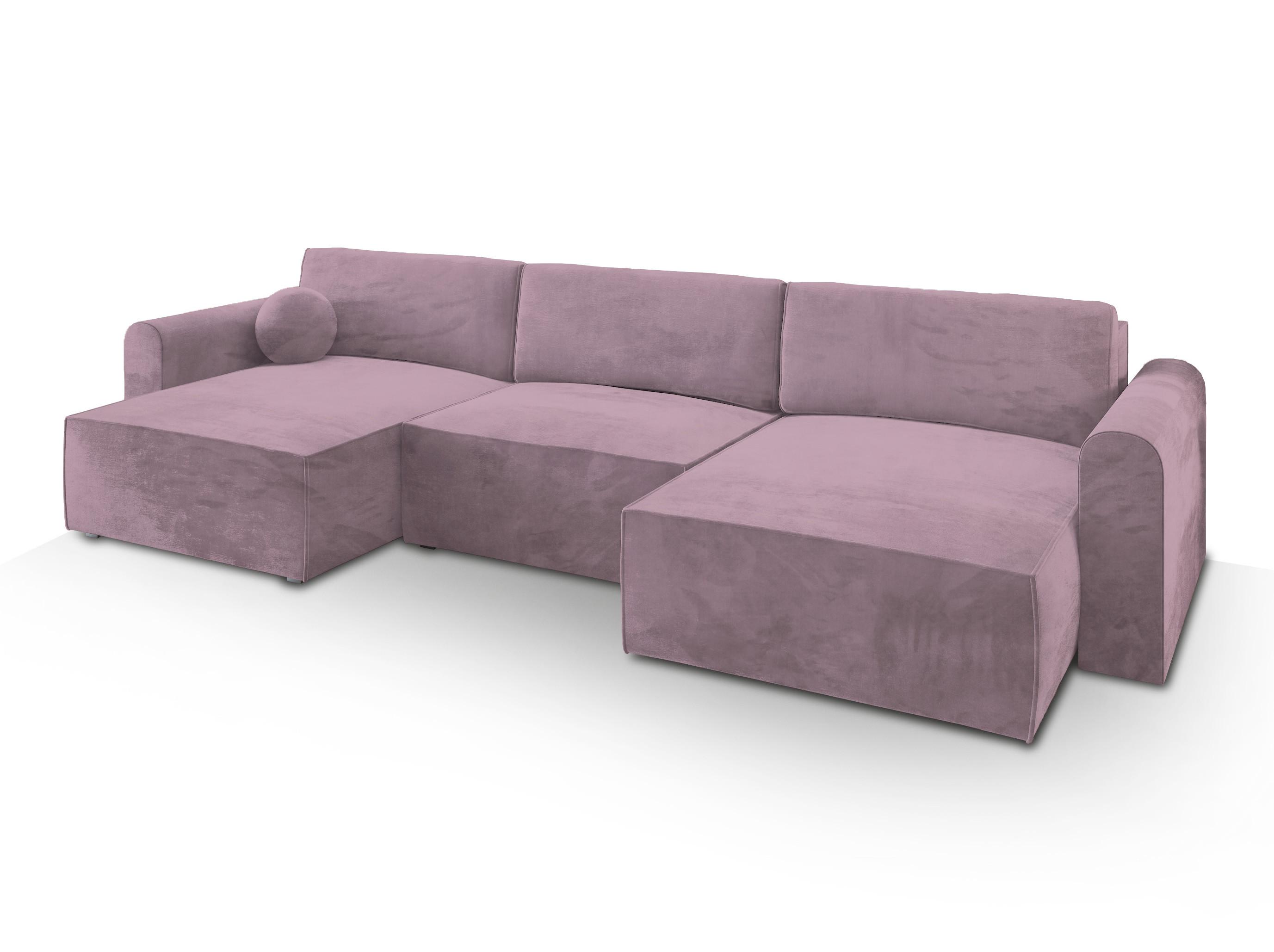 WOHNLANDSCHAFT FENTO M Lila Velours-Stoff mit Schlaffunktion - Lila/Grau, Holz/Kunststoff (347/90/148cm) - MASSENO