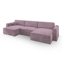 WOHNLANDSCHAFT FENTO M Lila Velours-Stoff mit Schlaffunktion - Lila/Grau, Holz/Kunststoff (347/90/148cm) - MASSENO