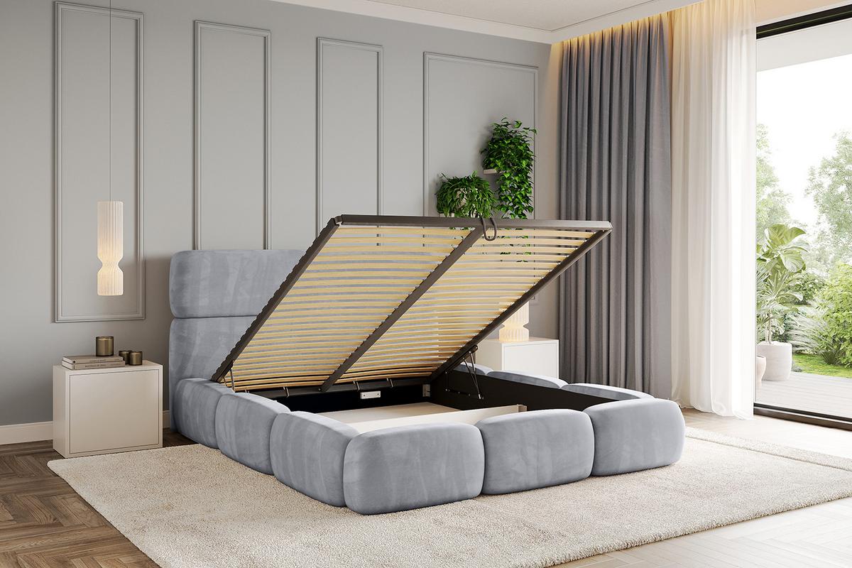 POLSTERBETT mit Bettkasten und Lattenrost, Boxbett ohne Matratze - ELVA 180x200 Hellgrau - Hellgrau, Holzwerkstoff/Textil (180/200cm) - ALTDECOR