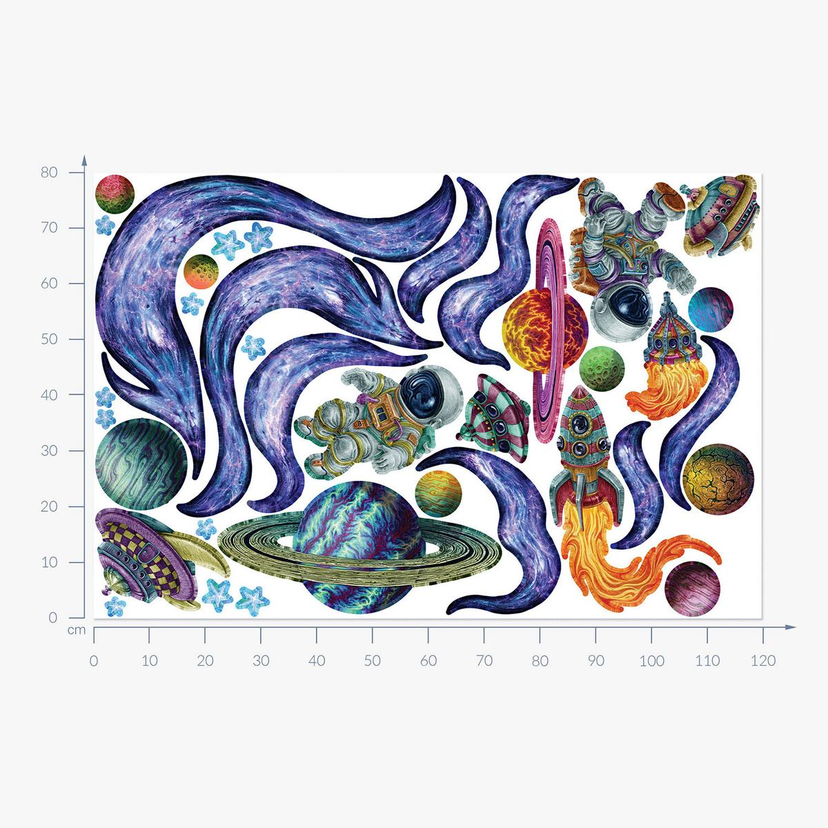 WANDAUFKLEBER 80x120cm - Weltraumträume - Multicolor, Kunststoff (80/120/0.1cm) - Wallfluent