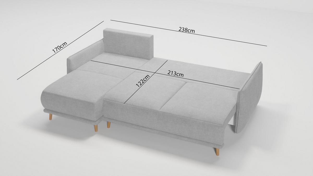ECKSOFA Chroma Silber Luxusmicrofaser - Silberfarben/Braun, Holz/Textil (238/170cm) - S-Style Möbel