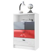 KOMMODE Pino Fronten Schwarz, Weiß & Rot - Anthrazit, Holzwerkstoff (56/86/36cm) - Vladon
