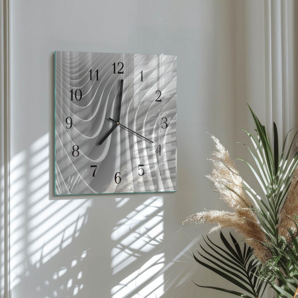 WANDUHR aus Glas 30x30 cm - Abstraktion - Grau, Glas (30/30/0.4cm) - TULUP