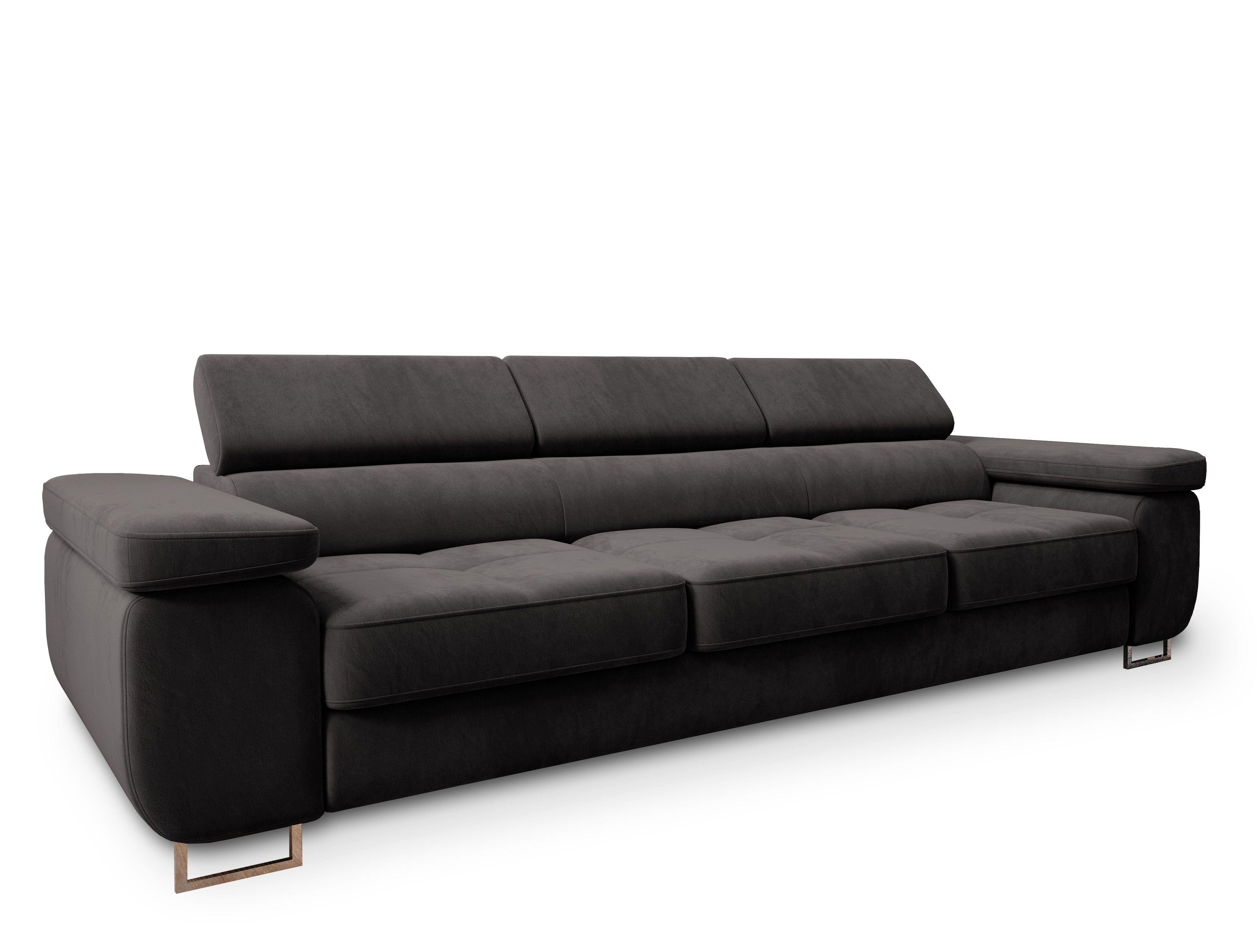 BETTSOFA MOSINE Schwarz Velours-Stoff mit Schlaffunktion - Schwarz, Textil (281/87/98cm) - MASSENO
