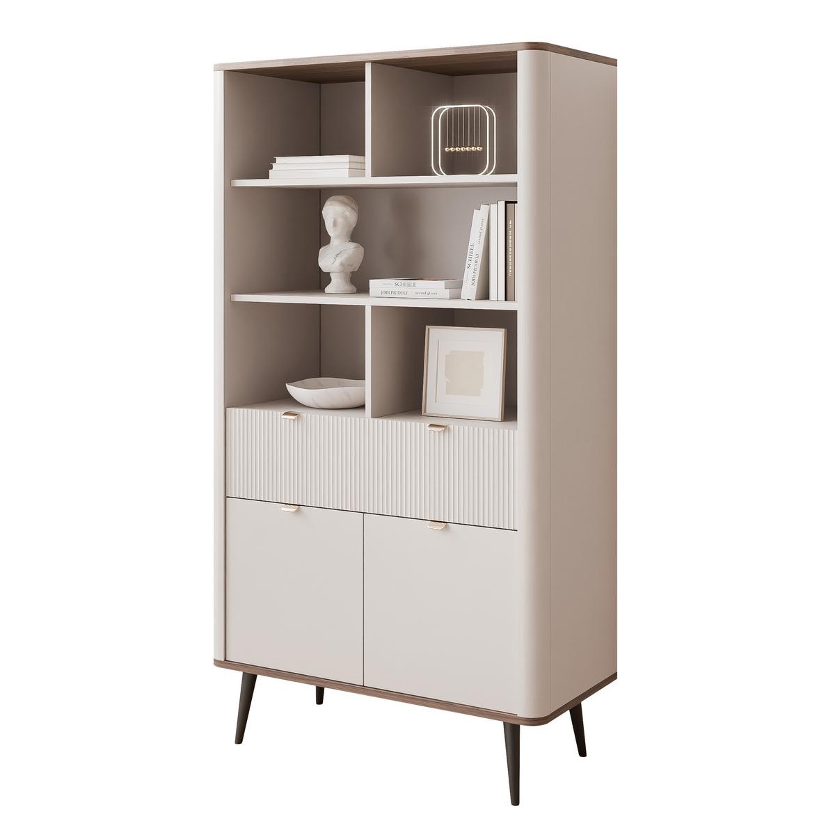 BÜCHERREGAL NAVANI 90/40/163 cm, Kaschmir / Nussbaum - Nussbaumfarben/Schwarz, Holzwerkstoff/Metall (90/163/40cm) - Idohome