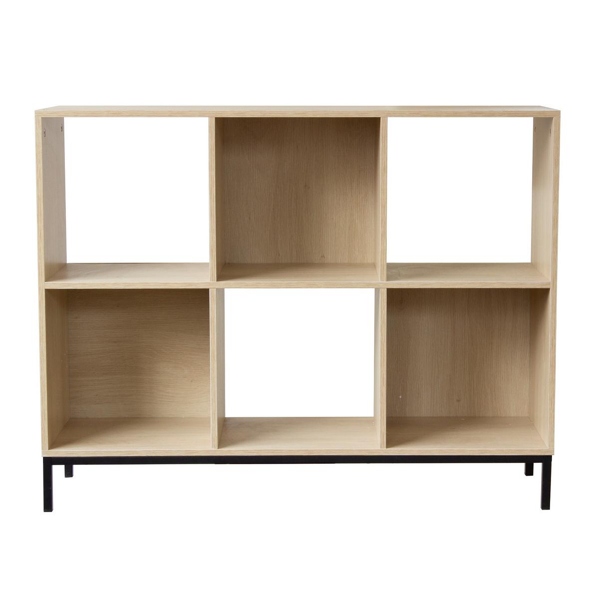 REGAL mit 6 Fächern und metallbeinen - Eschefarben, Holzwerkstoff (29.8/72.6/98.5cm) - Calicosy