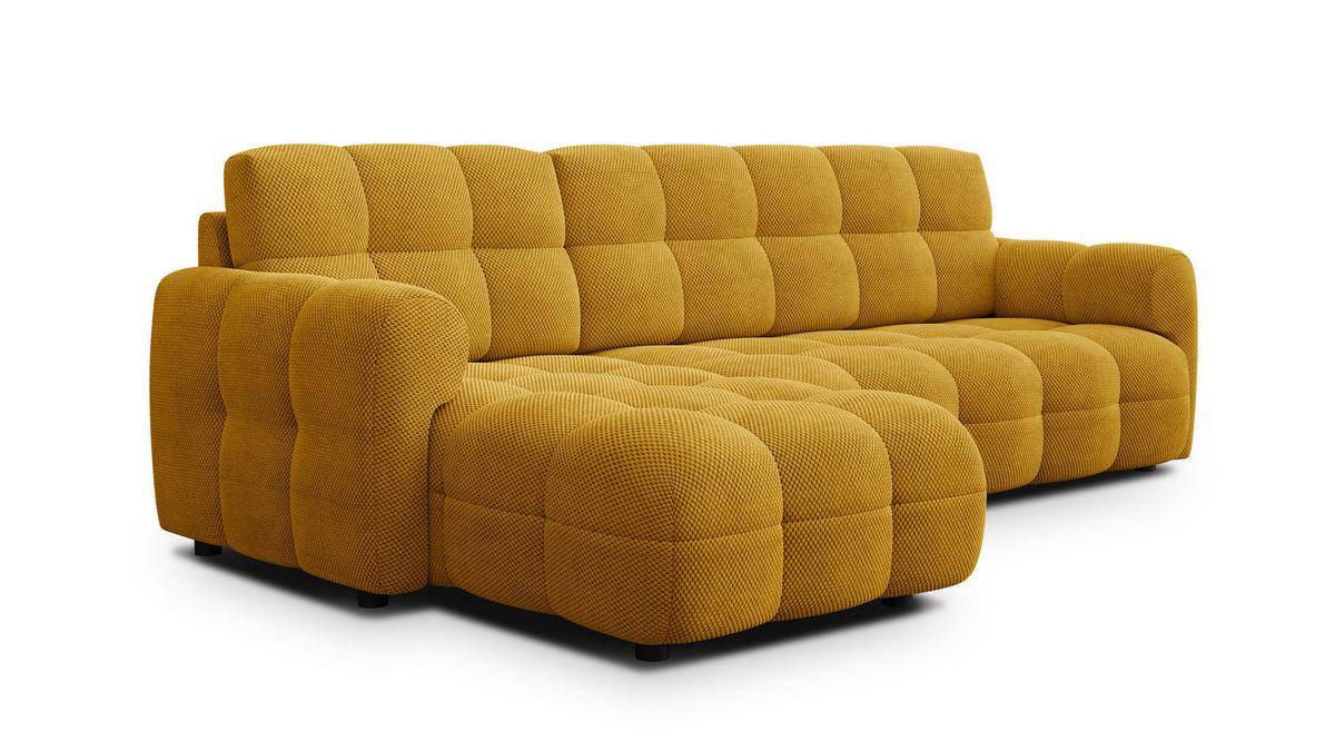 ECKSOFA MELLOW 4-Sitzer, safran - Gelb/Schwarz, Holz/Textil (262/156cm) - Wozimo