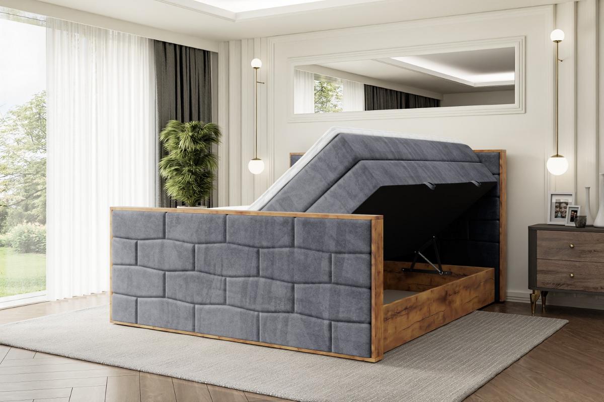 BOXSPRINGBETT mit Matratze H3|H4 und Lattenrost - LOLLI8-Z KING-120x200 - Dunkelgrau Casablanca - Dunkelgrau, Holzwerkstoff (120/200cm) - ALTDECOR
