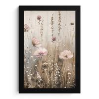 POSTER MIT RAHMEN Blumen - Rosa - Modern - Beige Poster 20x30 cm - Beige, Papier (20/30cm) - MuchoWow