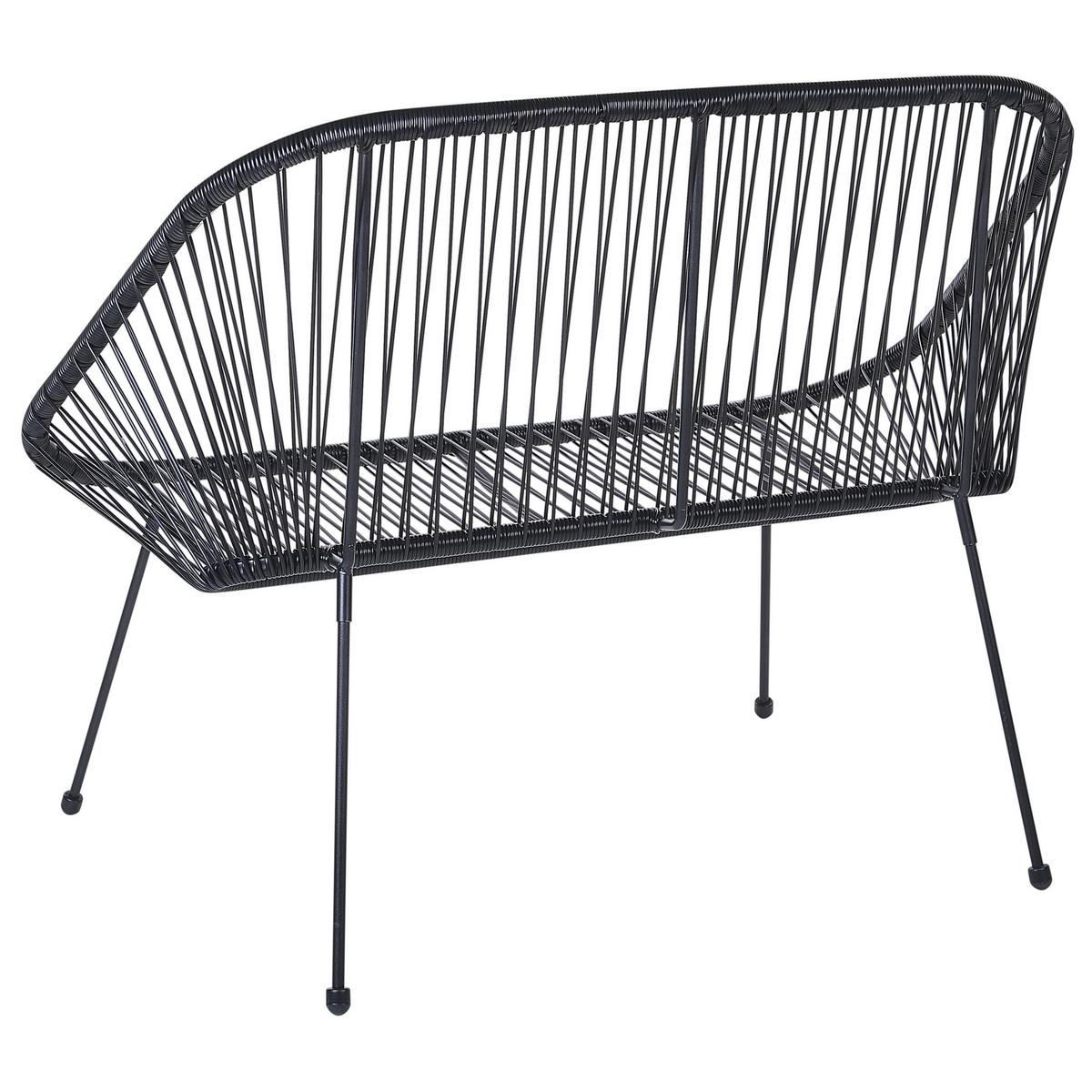 GARTENBANK Rattan schwarz 114 cm Acapulco - Schwarz, Kunststoff (114/88/78cm) - Beliani