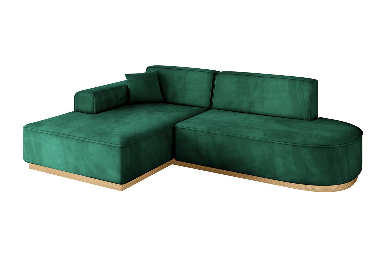 ECKSOFA Ottomane Links IREA-L1-v2 - 232x165x80 cm Grün - Dunkelgrün, Holzwerkstoff/Textil (232/165cm) - ALTDECOR