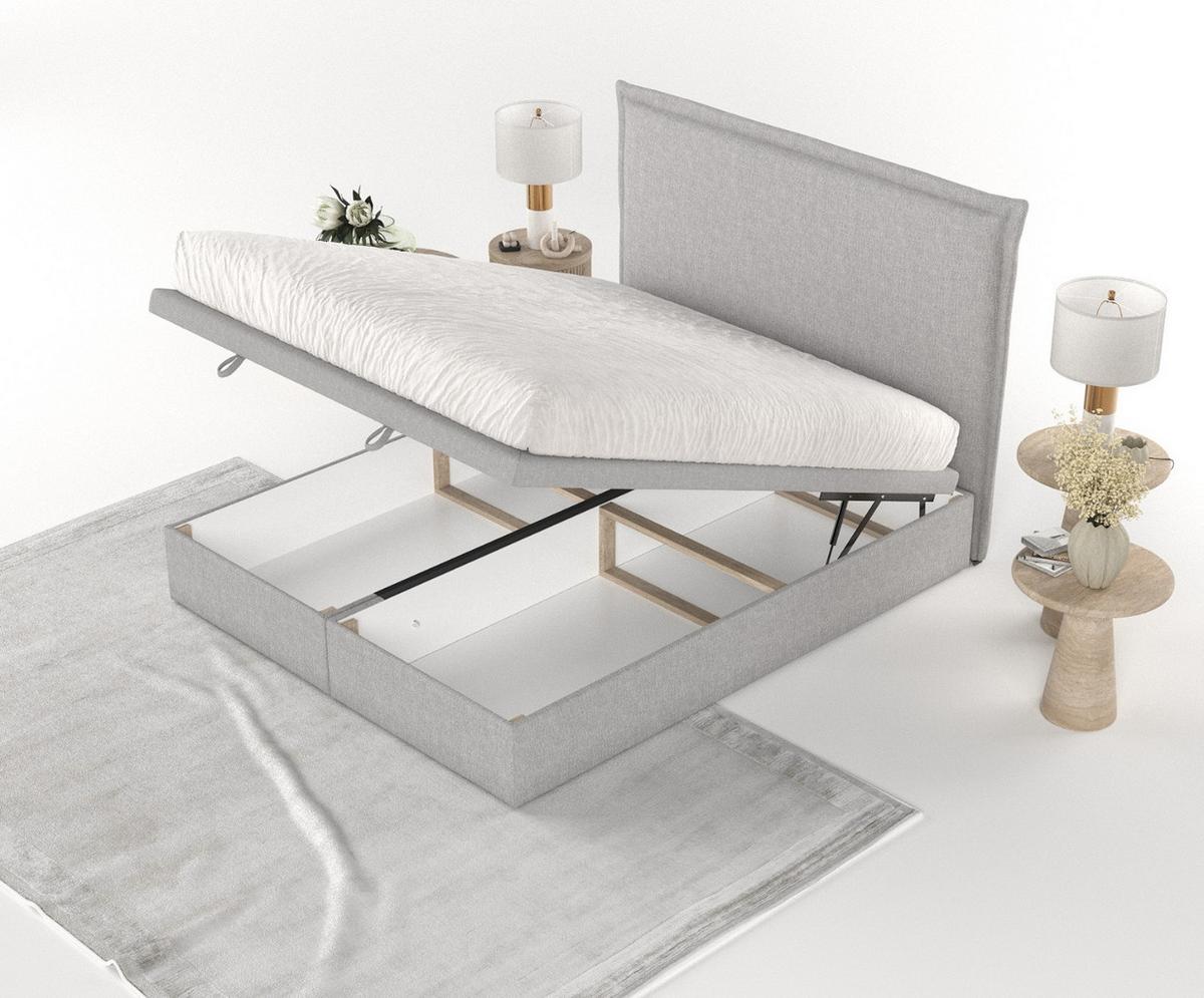 POLSTERBETT Eliot mit Stauraum 140/200 cm Grau im Megan Stoff - Schwarz/Grau, Holz/Holzwerkstoff (140/200cm) - AltaBeds