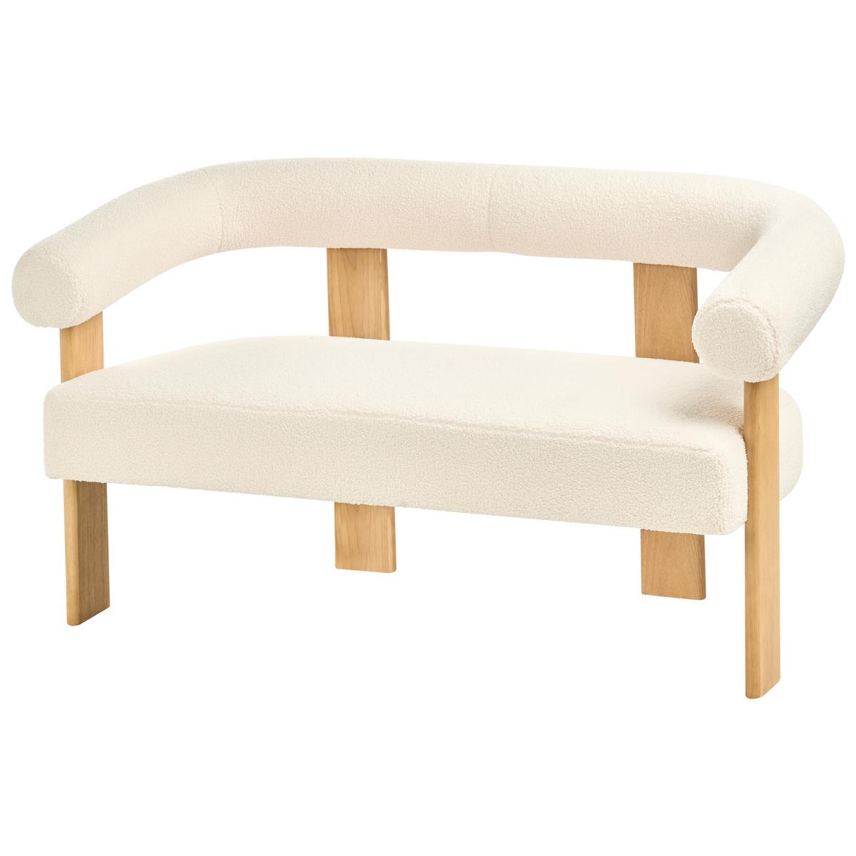 SOFA-SET Bouclé Cremeweiß/Hellbraun Ilbro - Creme/Weiß, Textil (138/76/68cm) - Beliani
