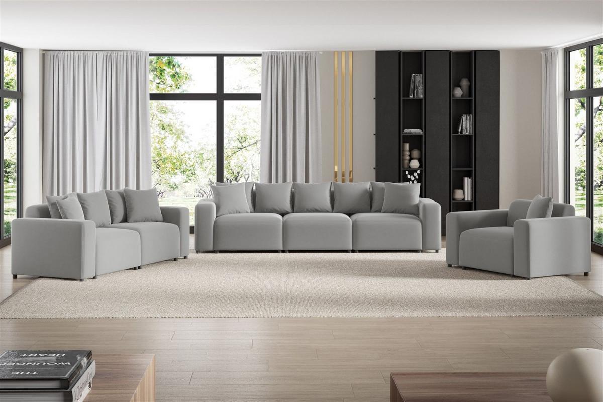 SOFA Megan 2-sitzer In Salvador - Hellgrau, Holzwerkstoff/Textil (236/75/98cm) - Fun Möbel