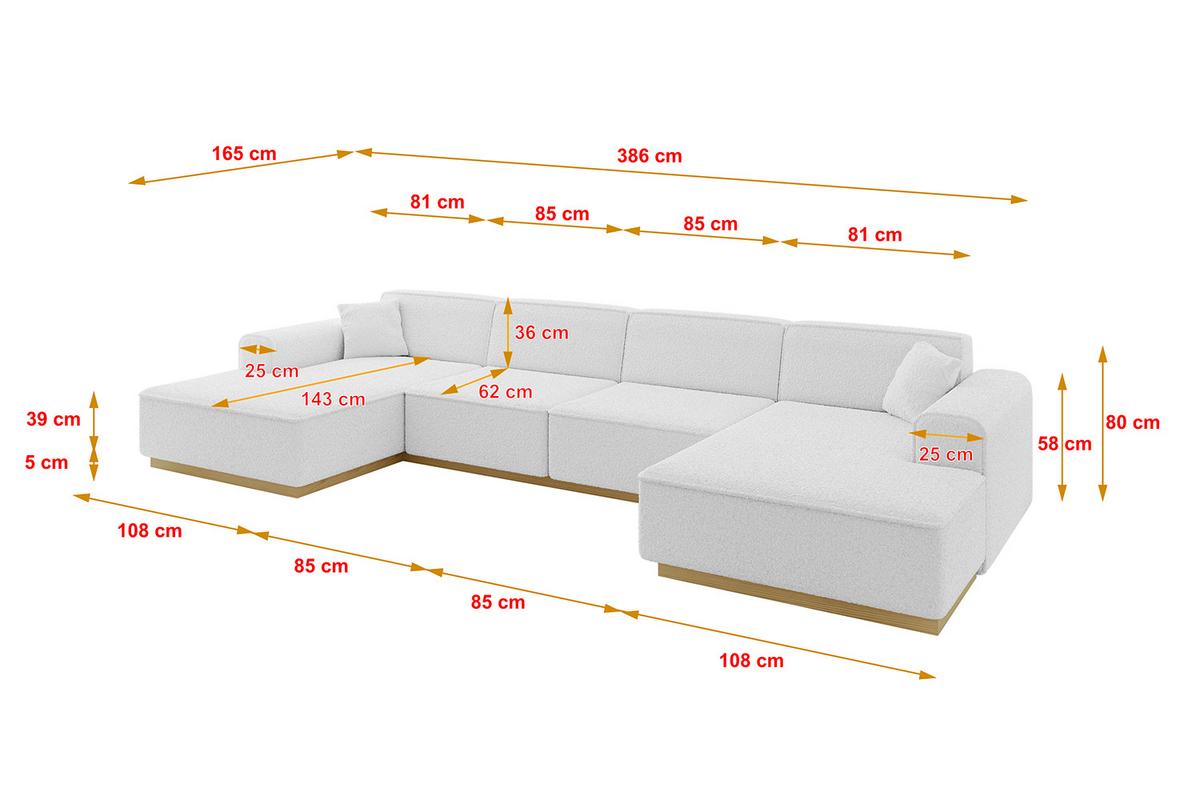 WOHNLANDSCHAFT IREA-U2-v2 - 386x165x80 cm Weiß - Weiß, Holzwerkstoff/Textil (386/80/165cm) - ALTDECOR