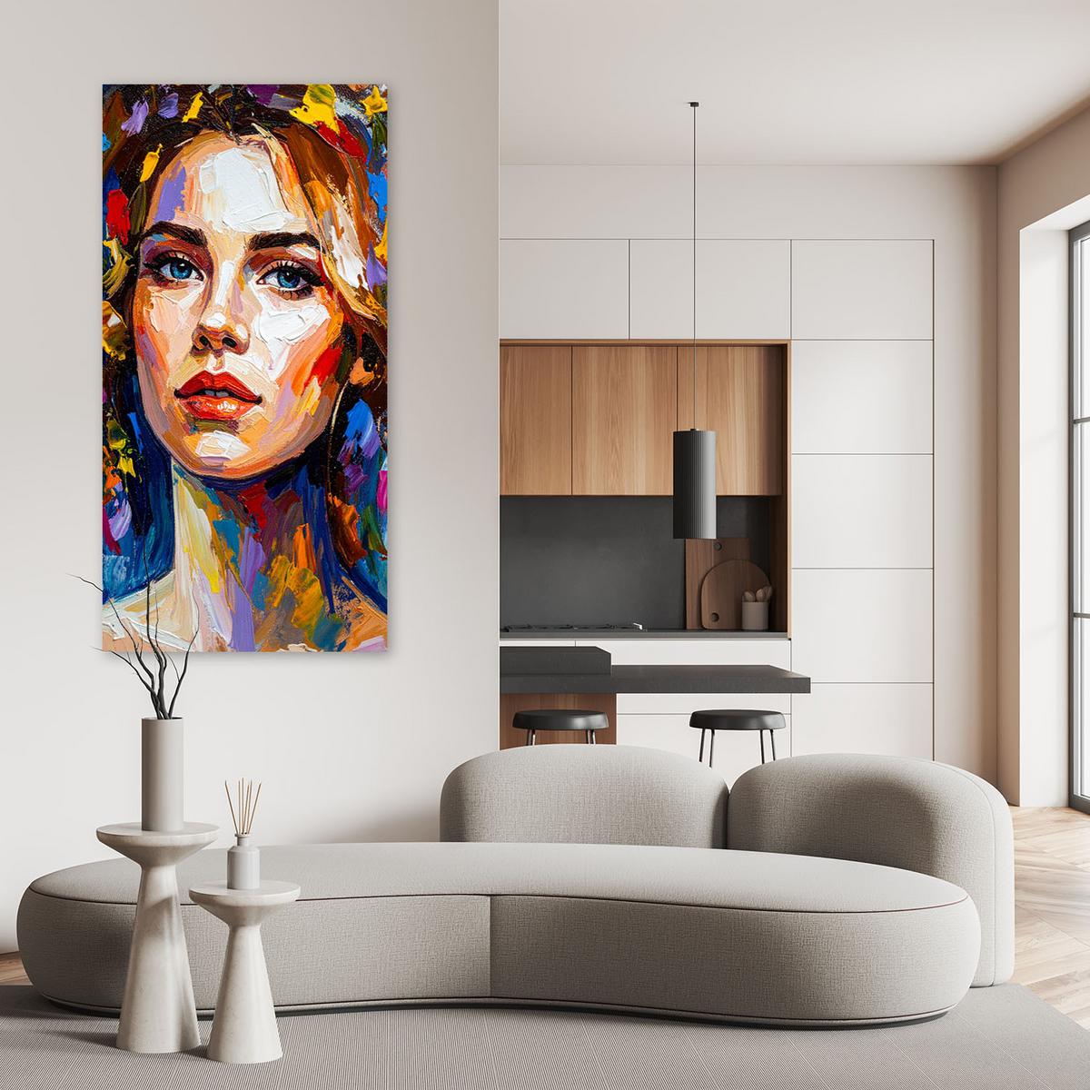 LEINWANDBILD Buntes Porträt Frauen 40x80cm - Multicolor, Textil (40/80cm) - Feeby