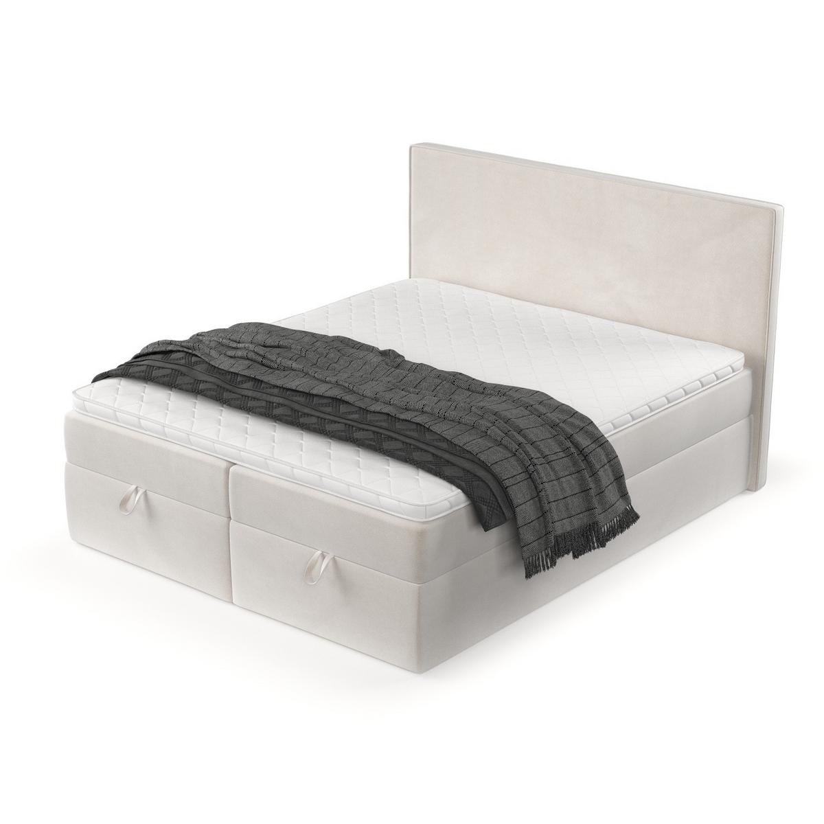 BOXBETT Velma 140/200 cm Creme im Paros Stoff - Creme/Schwarz, Holz/Holzwerkstoff (140/200cm) - AltaBeds