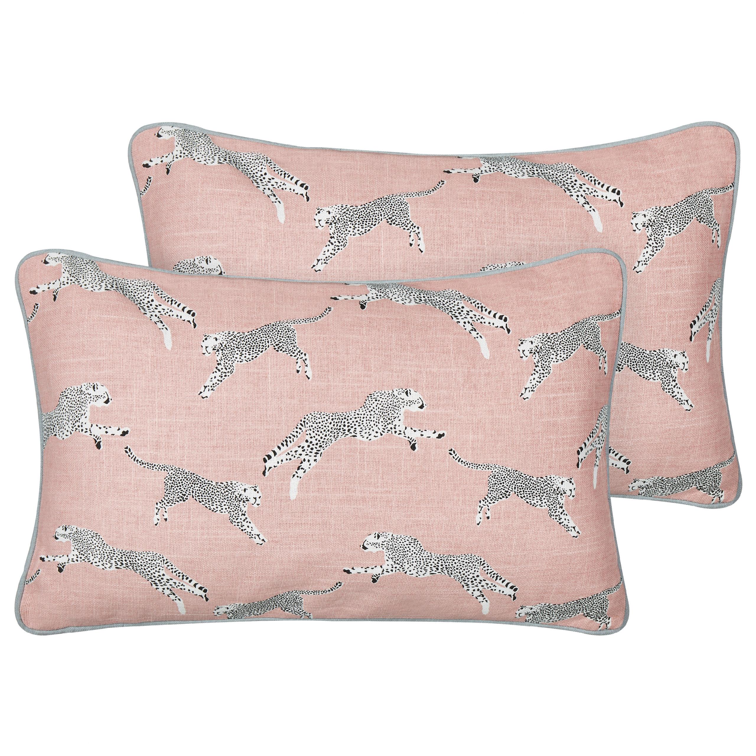 DEKOKISSEN 2er-Set Rosa 30/50 cm Arales - Pink/Schwarz, Textil (30/50cm) - Beliani