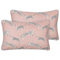 DEKOKISSEN 2er-Set Rosa 30/50 cm Arales - Pink/Schwarz, Textil (30/50cm) - Beliani