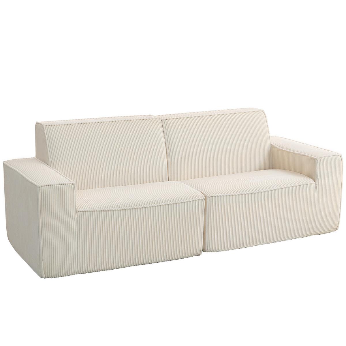 SOFA Vyren 230/90/85cm - Beige, Kunststoff (90/85/230cm) - ZMH
