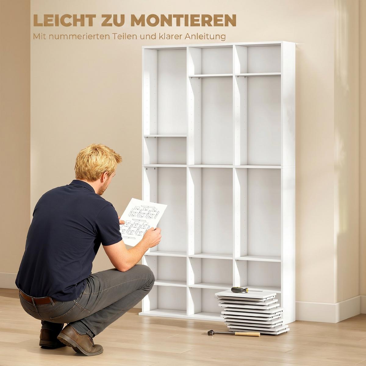 CD-REGAL Spanplatte Weiß - Weiß, Holzwerkstoff (24/175/100cm) - HOMCOM