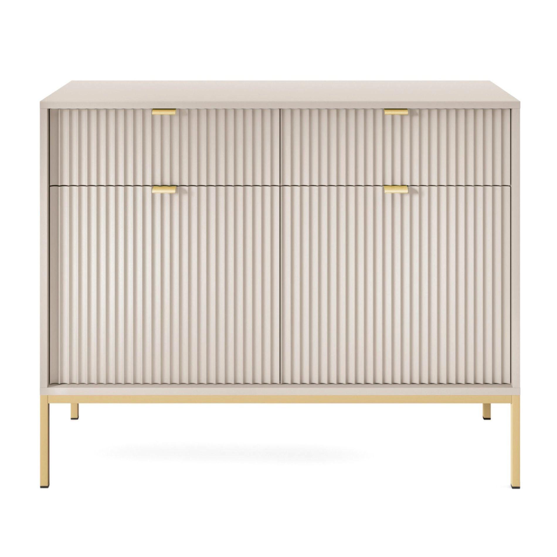 VELLORE Sideboard - Ecru/Beige, Holzwerkstoff/Metall (104/83/39cm) - Selsey