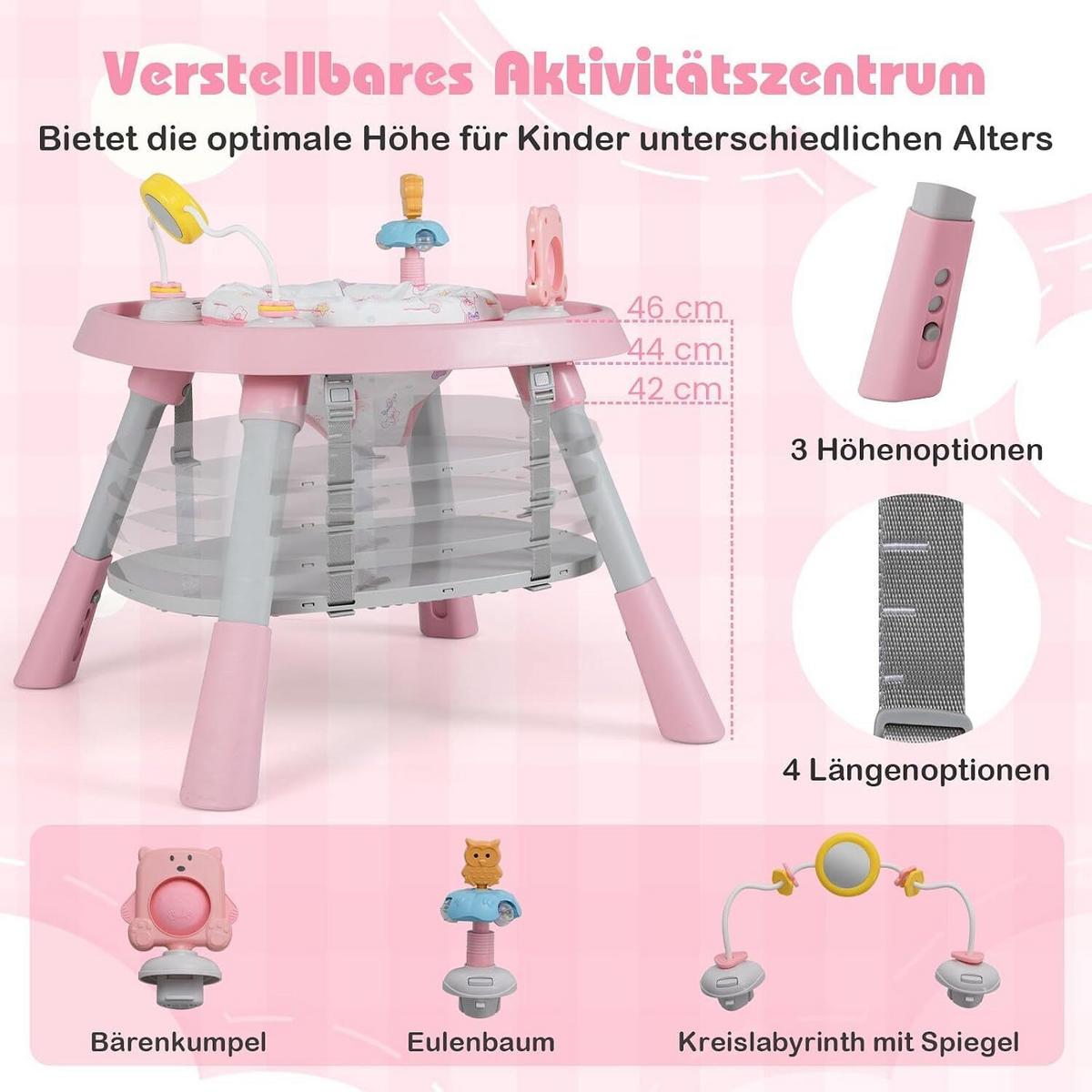 BABYHOCHSTUHL mit abnehmbarem Tablett blau - Pink, Kunststoff (60/93/60cm) - COSTWAY
