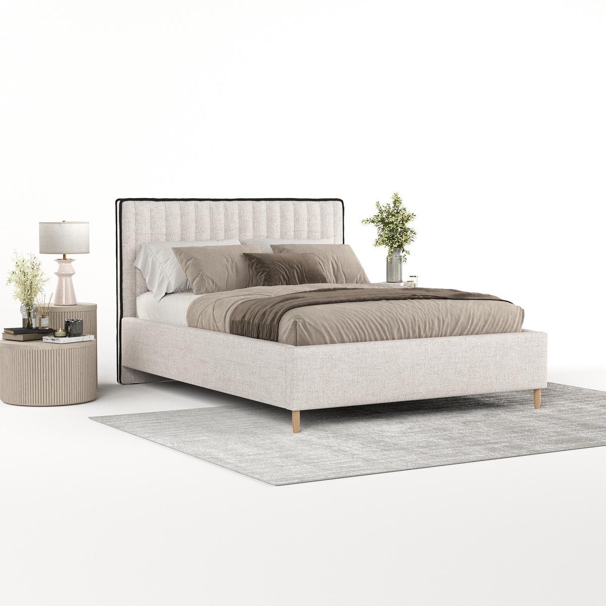 POLSTERBETT Aria 140/200 cm Hellbeige im Neve Stoff - Sandfarben/Naturfarben, Holz/Holzwerkstoff (140/200cm) - AltaBeds