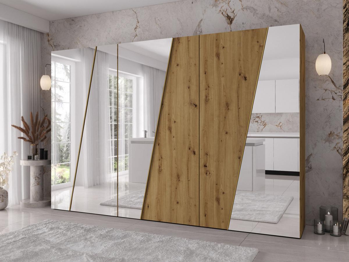 DREHTÜRENSCHRANK Zen 4L 300 cm - Goldfarben/Schwarz, Holzwerkstoff/Kunststoff (300/202/50cm) - MIRJAN24