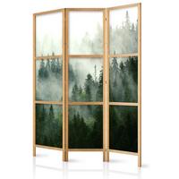 PARAVENT Japanischer 3-tlg 135x172 cm Wald Im Nebel - Grün, Holz/Textil (135/172/3cm) - Muralo