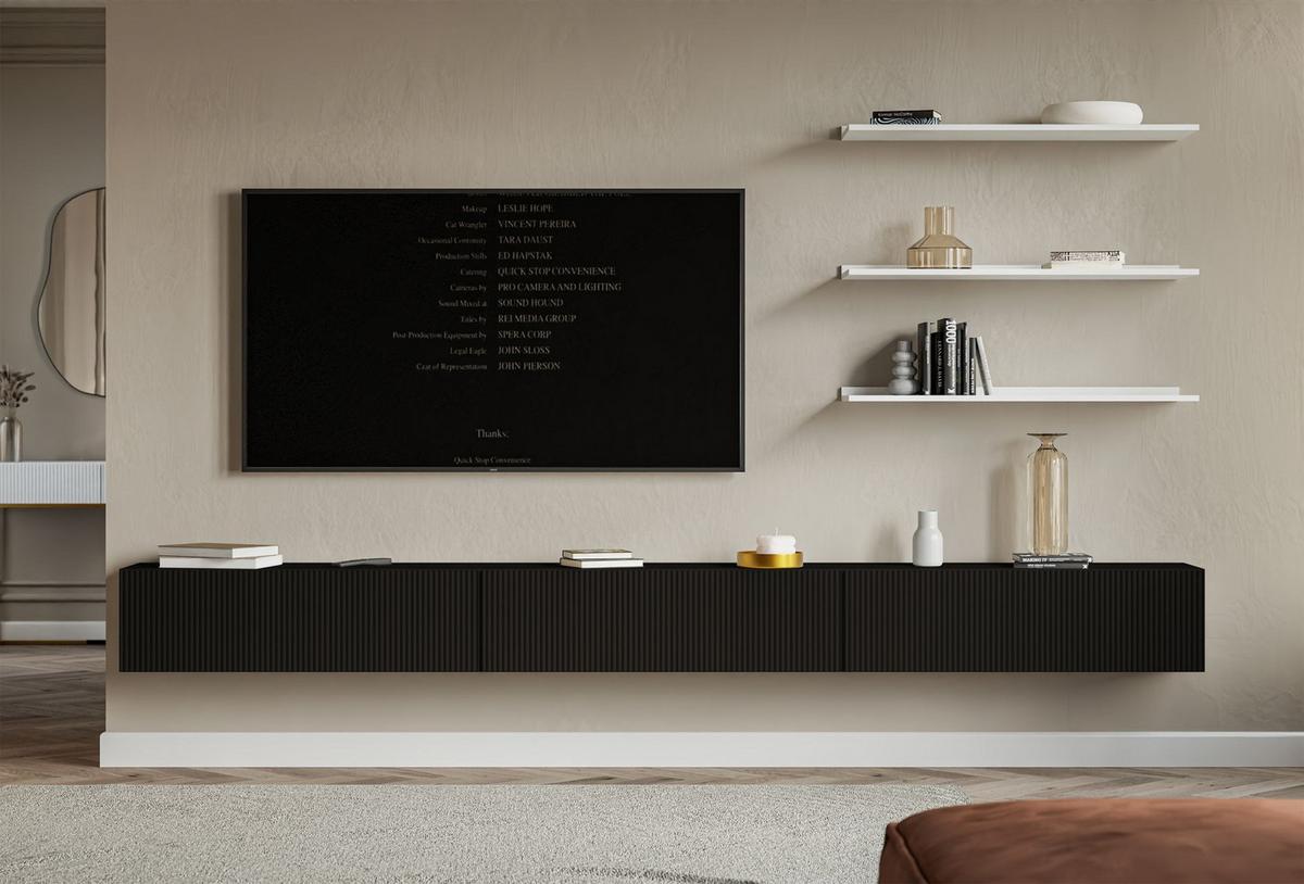 TV-LOWBOARD Veldio hängend Schwarz 300 cm - Schwarz, Holzwerkstoff (302.4/28.5/31.6cm) - Selsey