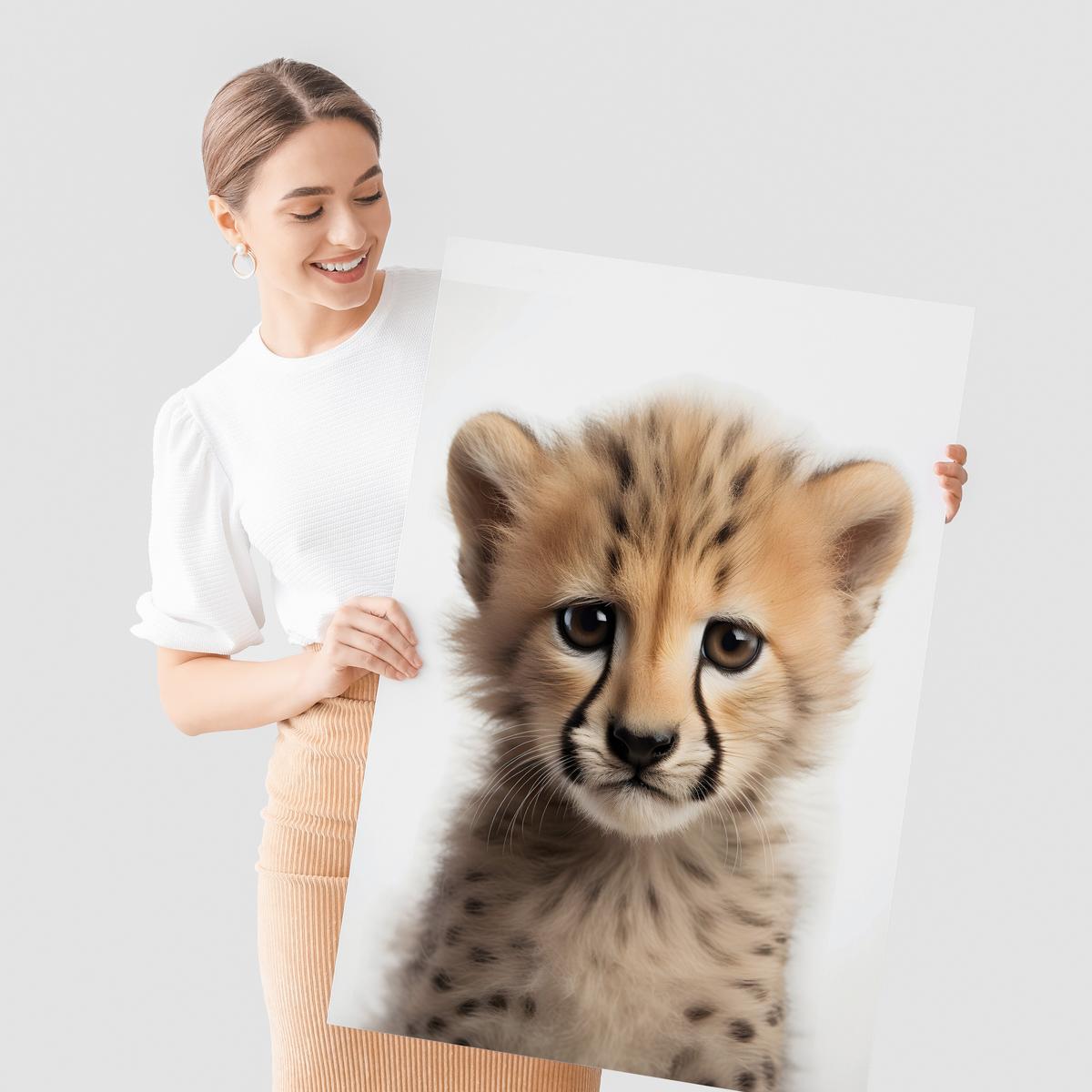 POSTER SET ohne Rahmen für Kinderzimmer WILDTIERE Giraffe Gepard Zebra A3 30x42cm - Gelb/Schwarz, Papier (30/42/1cm) - Muralo