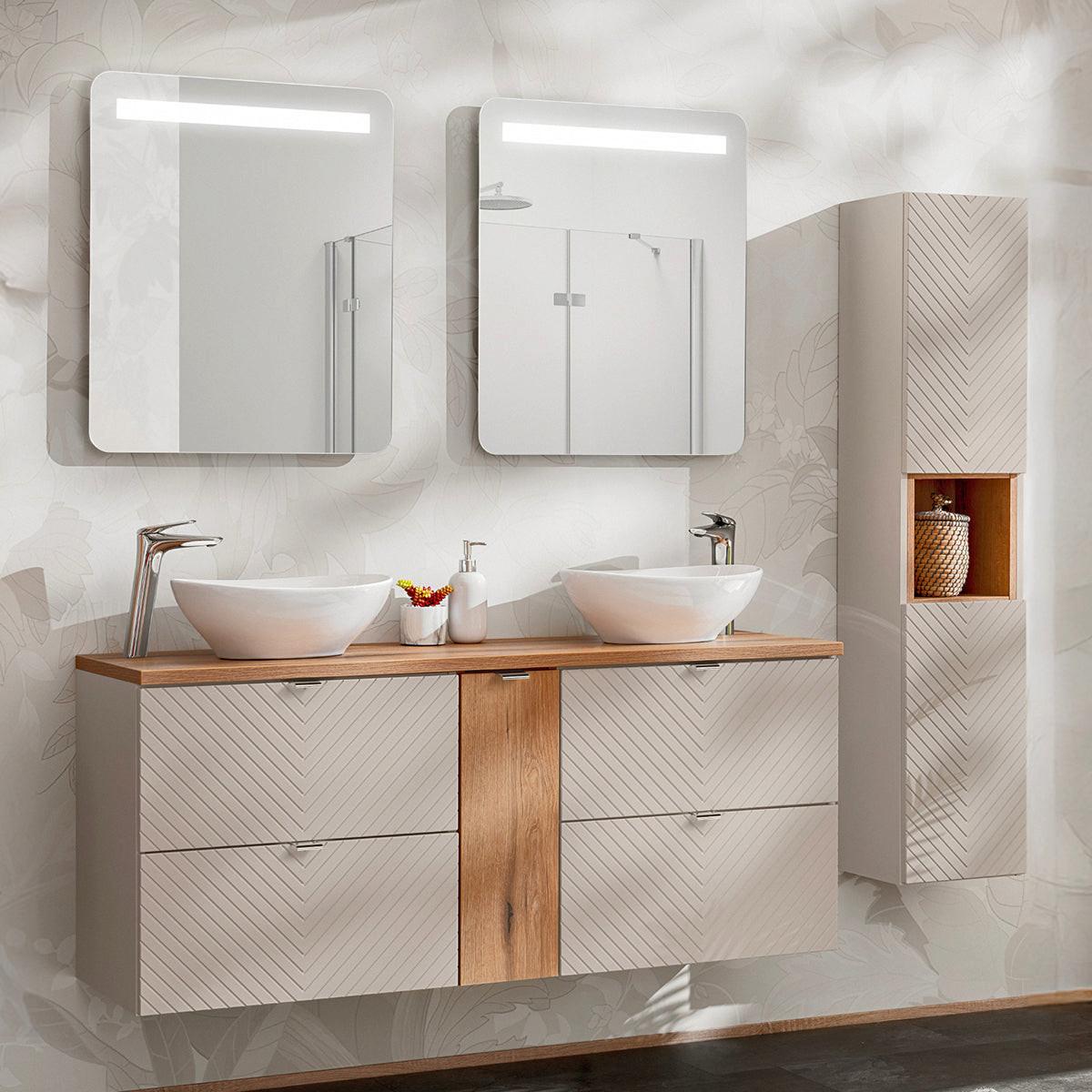 DOPPELWASCHTISCH 140.4cm Manoa Kaschmir - Beige, Holzwerkstoff (140.4/59/40cm) - Petits-meubles