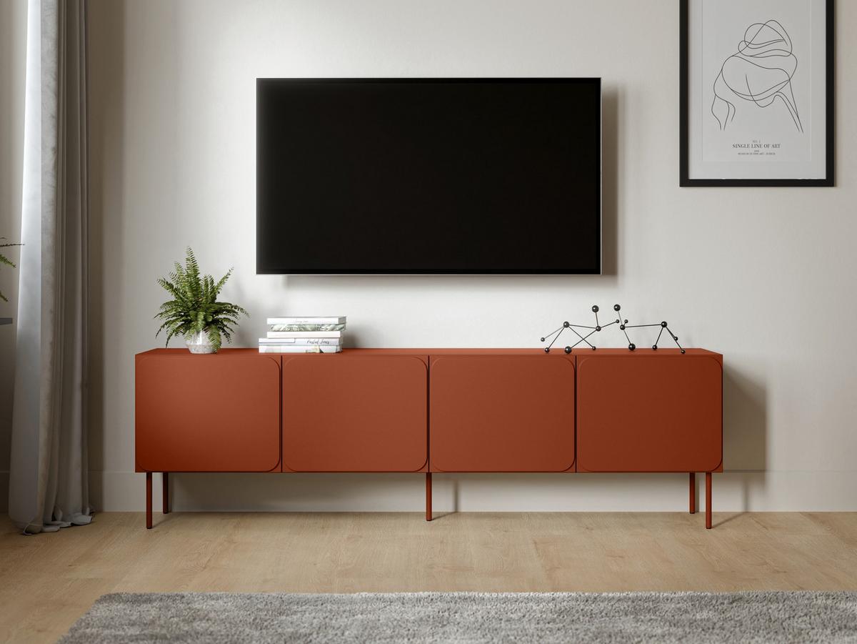 TV-LOWBOARD Rafael 200 4D - Rot, Holzwerkstoff/Metall (200/61/40cm) - MIRJAN24