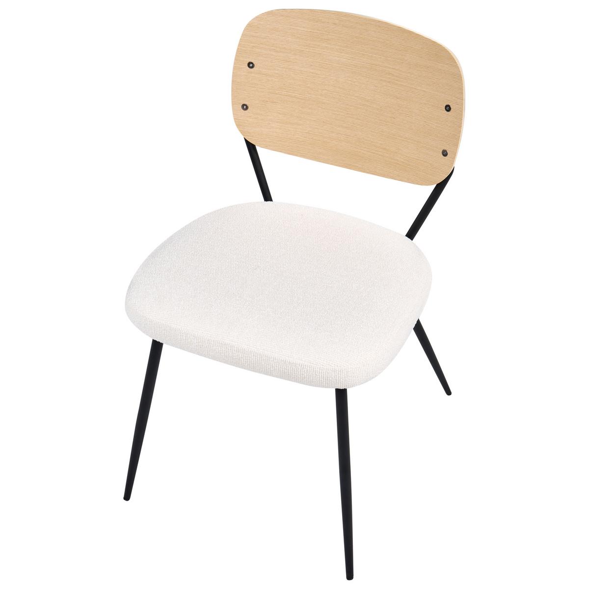 ESSZIMMERSTUHL 2er Set Bouclé Cremeweiß Eileen - Creme, Textil (45/80/57cm) - Beliani